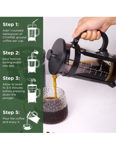 Prensa Francesa BeanNest 21oz Negra - Acero Inoxidable y Vidrio