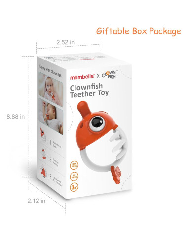 Mordedor Mombella Pez Payaso Silicona Bebés 3-12 Meses Naranja