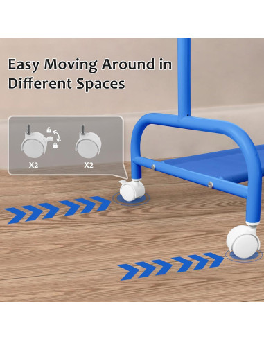 Estante de Ropa para Niños YGJT Azul con Ruedas y Almacenamiento