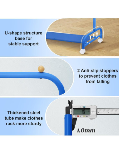 Estante de Ropa para Niños YGJT Azul con Ruedas y Almacenamiento