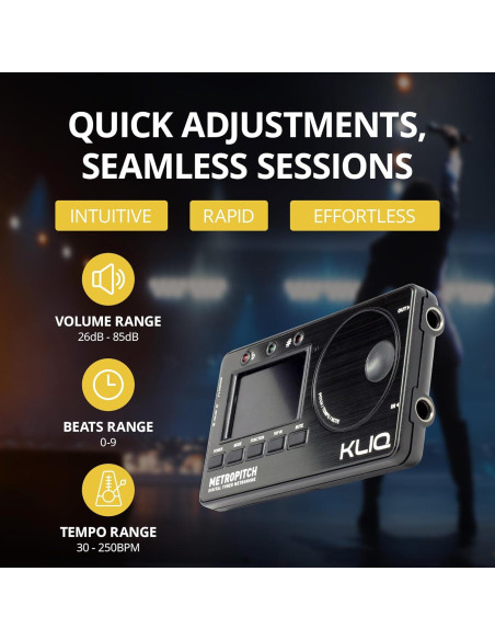 KLIQ MetroPitch Afinador y Metrónomo Digital 3-en-1 Negro