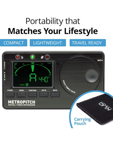 KLIQ MetroPitch Afinador y Metrónomo Digital 3-en-1 Negro