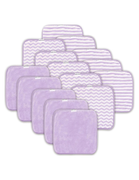 Toallitas para Bebé MOIICARE - Paquete de 15, 25.4x25.4 cm, Púrpura