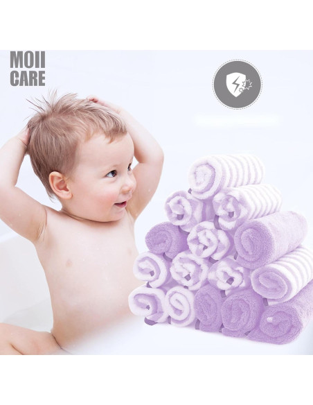 Toallitas para Bebé MOIICARE - Paquete de 15, 25.4x25.4 cm, Púrpura