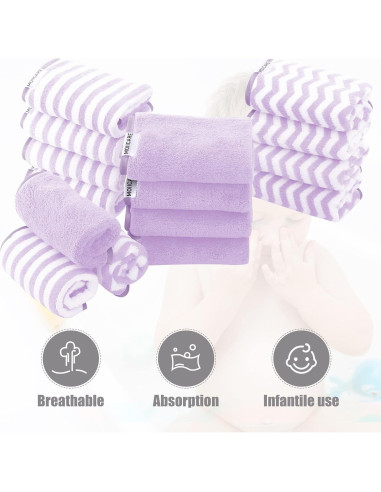Toallitas para Bebé MOIICARE - Paquete de 15, 25.4x25.4 cm, Púrpura