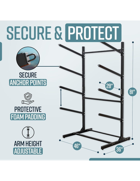 Soporte de Almacenamiento para 4 Kayaks Teal Triangle Negro