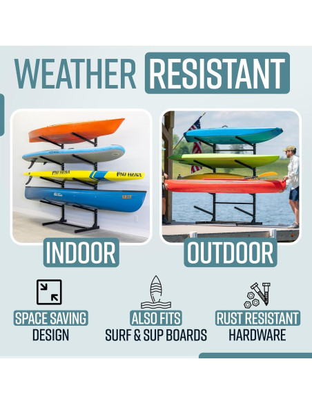 Soporte de Almacenamiento para 4 Kayaks Teal Triangle Negro