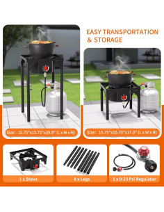 Quemador de Propano ADREAK 75,000 BTU Estufa Camping Ajustable 2