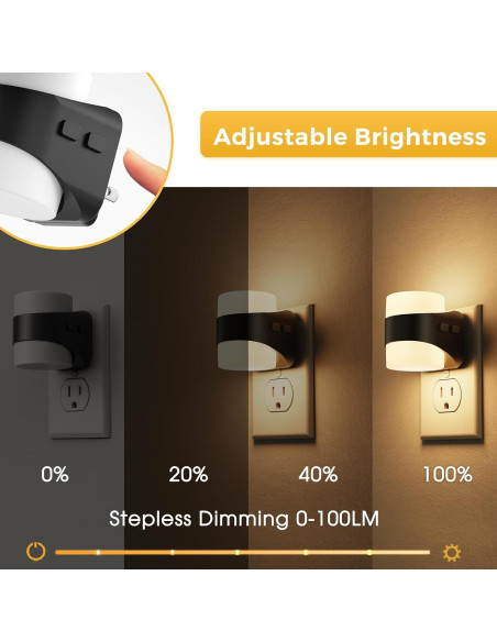 L LOHAS LED Luces Nocturnas Enchufables Dimmables 1W 2 Pzas