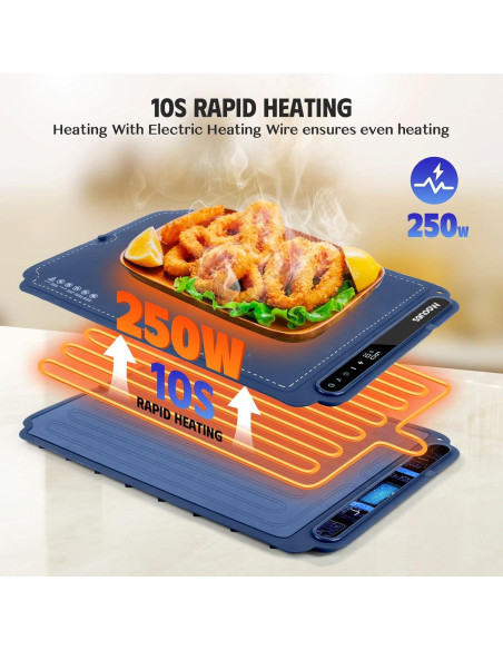 Bandeja Calentadora Eléctrica Mooues SH006 250W Azul