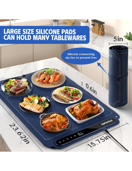 Bandeja Calentadora Eléctrica Mooues SH006 250W Azul