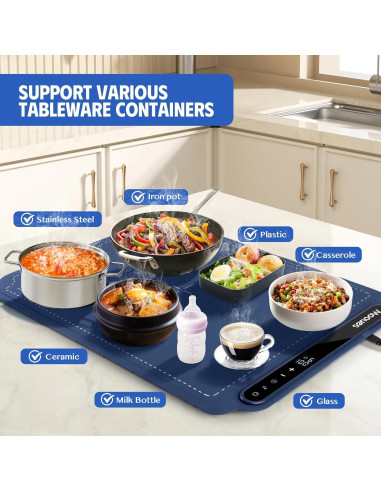 Bandeja Calentadora Eléctrica Mooues SH006 250W Azul