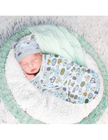 Cinaci 2 Piezas Manta y Gorro Bebé Algodón Suave 0-3 Meses