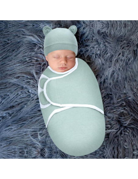 Cinaci 2 Piezas Manta y Gorro Bebé Algodón Suave 0-3 Meses