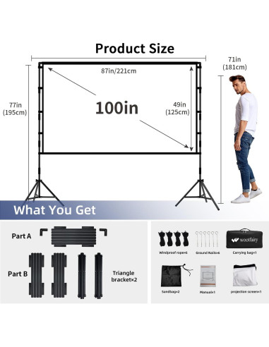 Pantalla de proyector Wootfairy 100" HD Plegable 16:9