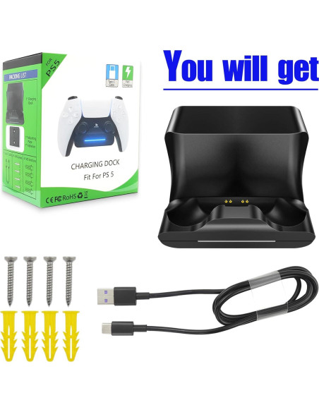 Soporte de Carga para Controlador PS5 REEYEAR con Cable 1m