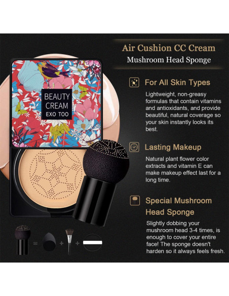 Crema CC NUIBO 2PCS Hidratante Larga Duración + 2 Esponjas