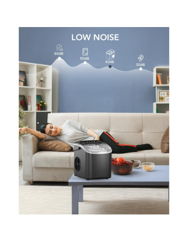 Máquina de Hielo Electactic 12.1kg/día Autolimpiante Negra