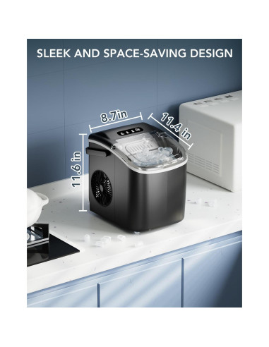 Máquina de Hielo Electactic 12.1kg/día Autolimpiante Negra