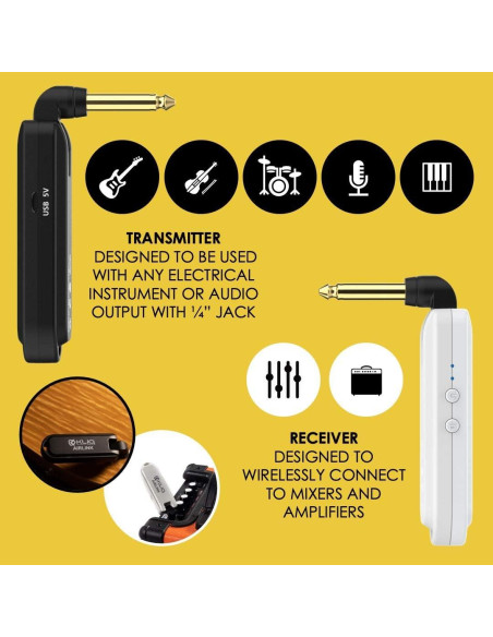 Sistema de guitarra inalámbrico KLIQ Airlink 5.8 GHz, audio 24 bits