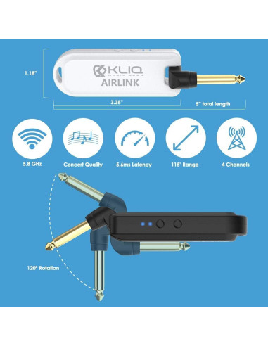 Sistema de guitarra inalámbrico KLIQ Airlink 5.8 GHz, audio 24 bits