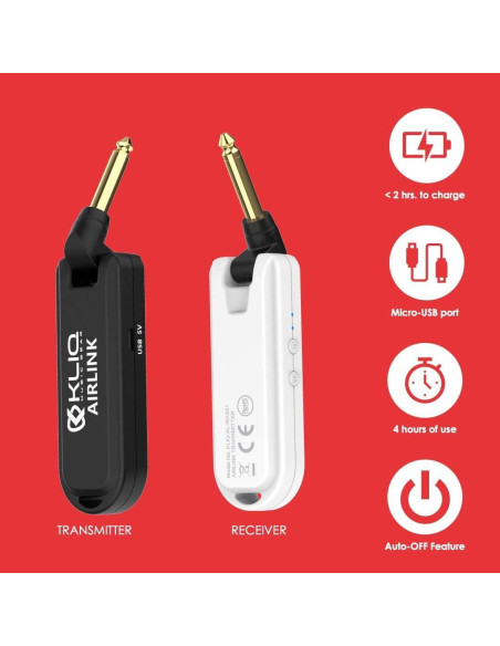 Sistema de guitarra inalámbrico KLIQ Airlink 5.8 GHz, audio 24 bits