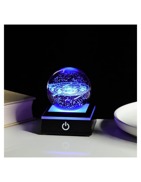 Lámpara Nocturna 3D de Cristal K9 Sistema Solar LED Táctil