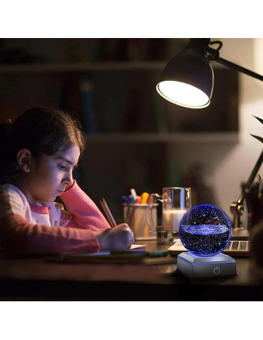 Lámpara Nocturna 3D de Cristal K9 Sistema Solar LED Táctil