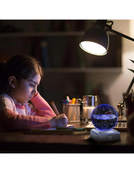 Lámpara Nocturna 3D de Cristal K9 Sistema Solar LED Táctil