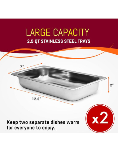Servidor Buffet Elite Gourmet EWM-6122, 2 Bandejas 2.5L, Acero Inoxidable