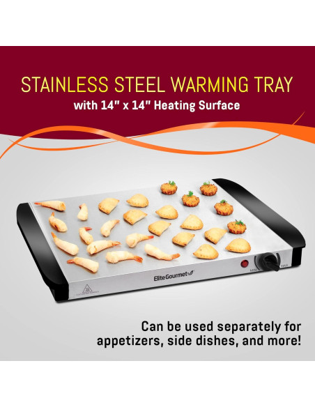 Servidor Buffet Elite Gourmet EWM-6122, 2 Bandejas 2.5L, Acero Inoxidable