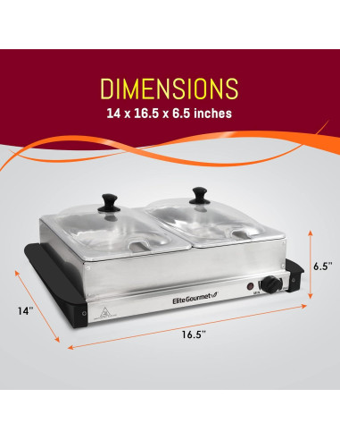 Servidor Buffet Elite Gourmet EWM-6122, 2 Bandejas 2.5L, Acero Inoxidable