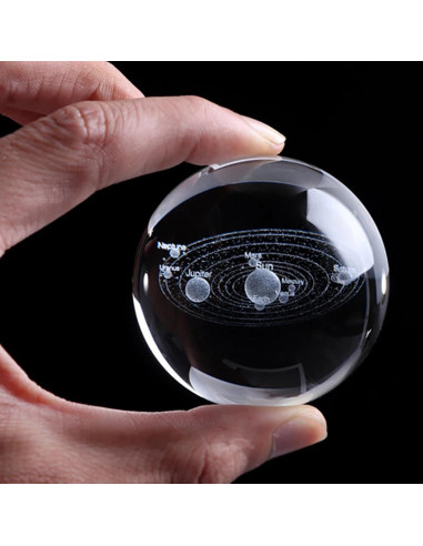 Lámpara Nocturna 3D de Cristal K9 Sistema Solar LED Táctil