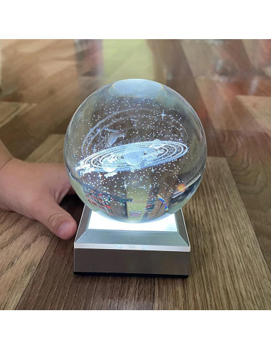 Lámpara Nocturna 3D de Cristal K9 Sistema Solar LED Táctil