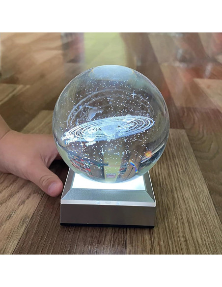 Lámpara Nocturna 3D de Cristal K9 Sistema Solar LED Táctil