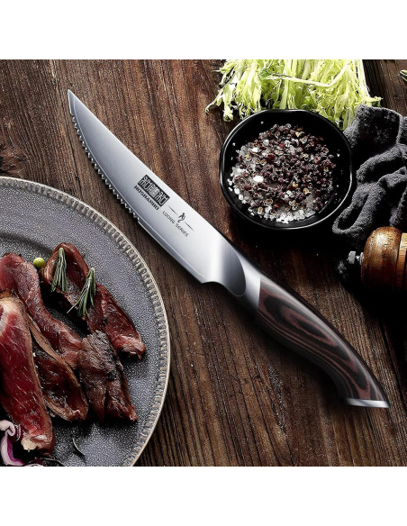 Juego de cuchillos para carne HOSHANHO 6 piezas acero al carbono