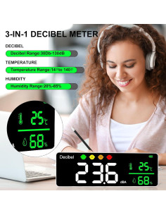 Medidor de Decibelios 11" Buumin con Temperatura y Humedad 2