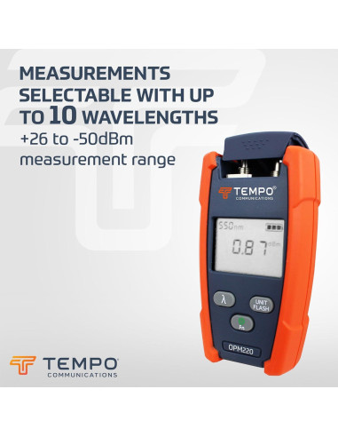 Medidor de Potencia Óptica Tempo OPM220 con Localizador de Fallas