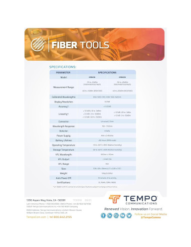 Medidor de Potencia Óptica Tempo OPM220 con Localizador de Fallas