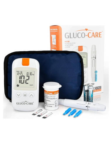 Kit de Monitor de Glucosa Gluco-Care - Pantalla Grande, Resultados Rápidos