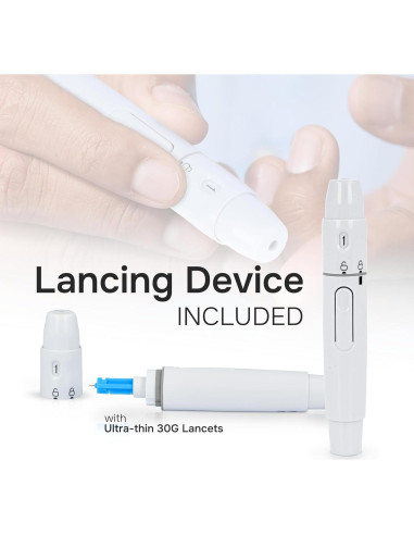 Kit de Monitor de Glucosa Gluco-Care - Pantalla Grande, Resultados Rápidos