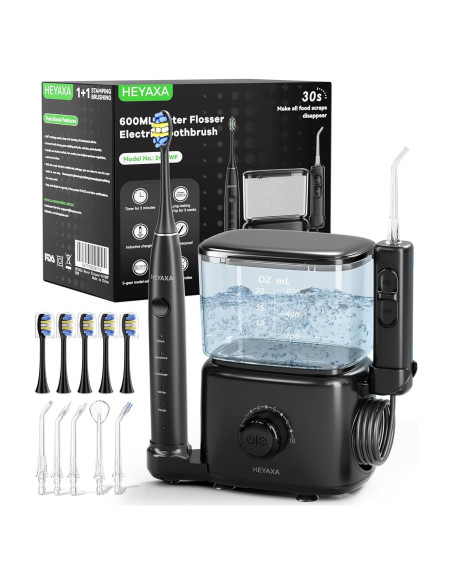 Combo Irrigador Oral y Cepillo Eléctrico HEXAYA 600ML Negro