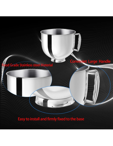 Tazón de Mezcla Acero Inoxidable Ericair 5QT Compatible KitchenAid