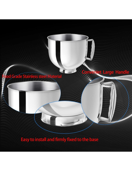 Tazón de Mezcla Acero Inoxidable Ericair 5QT Compatible KitchenAid