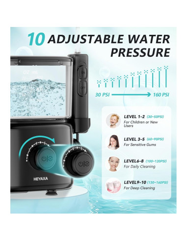 Combo Irrigador Oral y Cepillo Eléctrico HEXAYA 600ML Negro