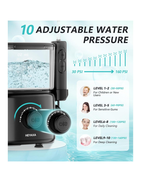 Combo Irrigador Oral y Cepillo Eléctrico HEXAYA 600ML Negro