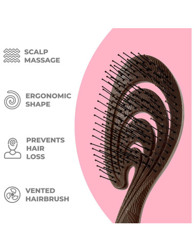Cepillo Desenredante Orgánico Ninabella Marrón Chocolate - Sin Dolor