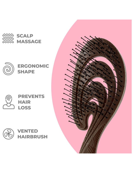 Cepillo Desenredante Orgánico Ninabella Marrón Chocolate - Sin Dolor