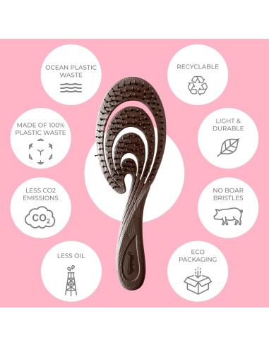 Cepillo Desenredante Orgánico Ninabella Marrón Chocolate - Sin Dolor