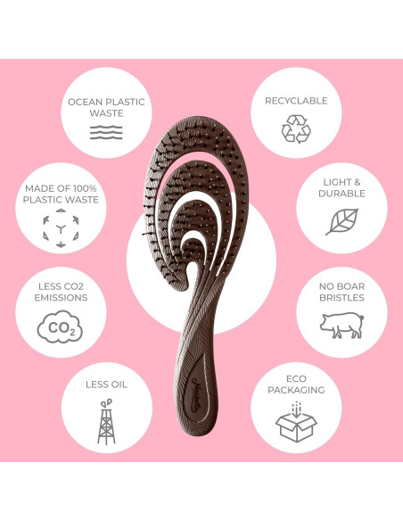 Cepillo Desenredante Orgánico Ninabella Marrón Chocolate - Sin Dolor